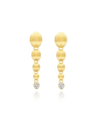 orecchini "nuvolette" pendenti con boules degradè in oro e diamanti