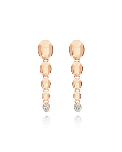 "nuvolette" rose gold and diamonds degradé boules pendant earrings