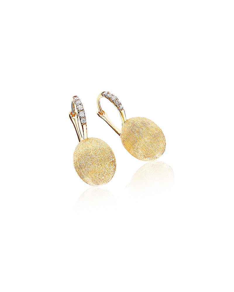 Orecchini "BABY CILIEGINE" con boules pendenti in oro e dettagli di diamanti