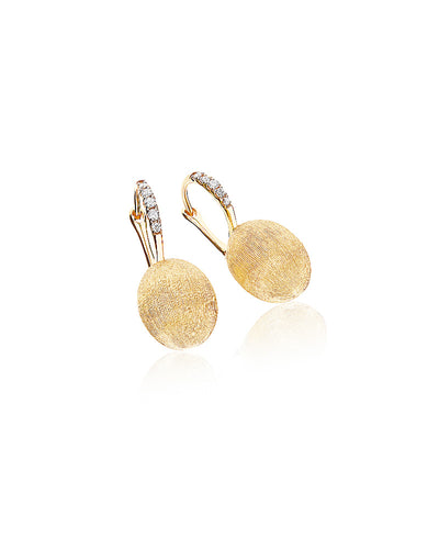 "Baby ciliegine" gold ball drop earrings with diamonds details