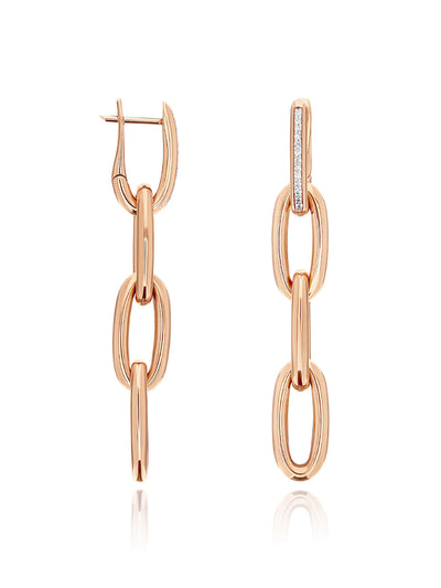 Libera small rose gold square hoop earrings with diamonds
