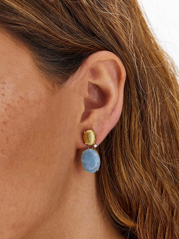 "ipanema" gold, aquamarine and diamonds drop earrings