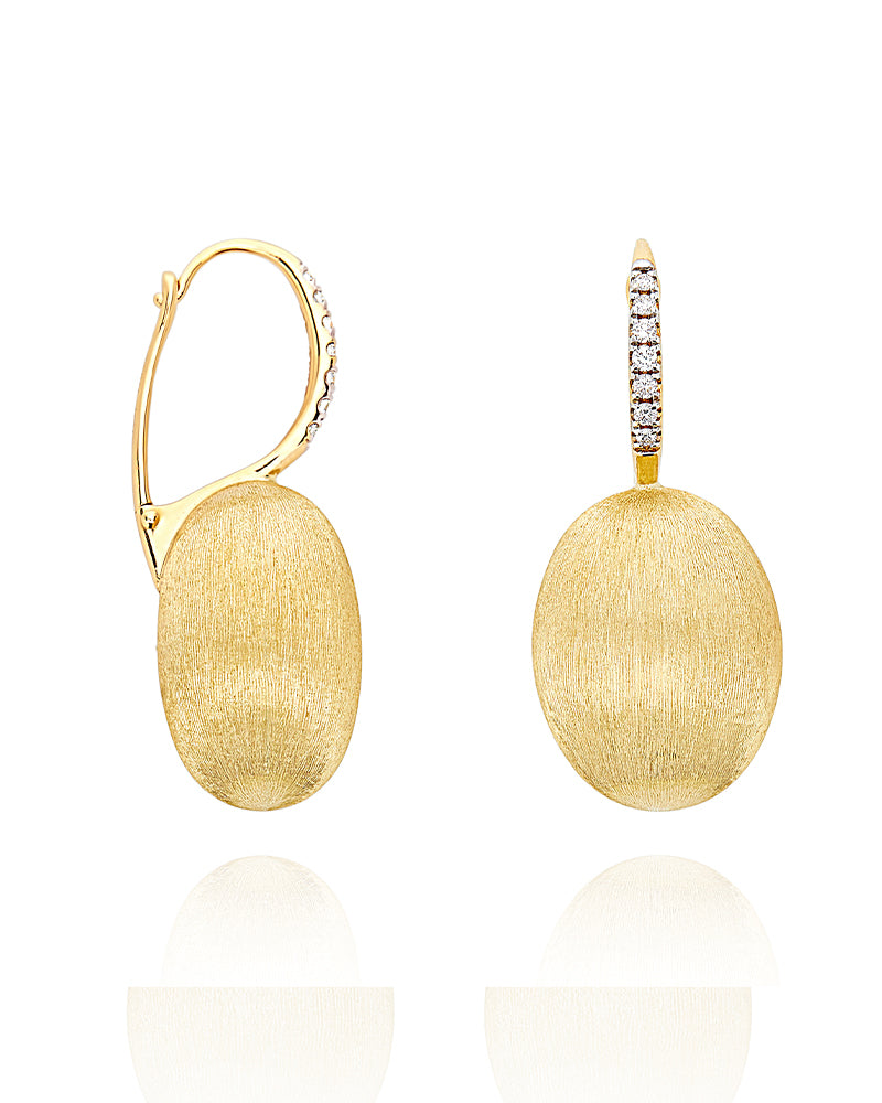 Orecchini "CILIEGINE" con boules pendenti in oro e dettagli di diamanti (grandi)