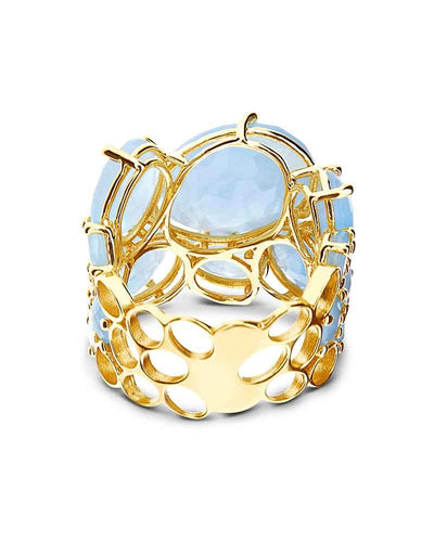 "ipanema" gold and aquamarine band ring