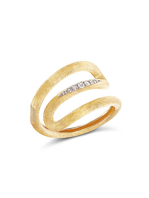 "libera" gold and diamonds spiral ring