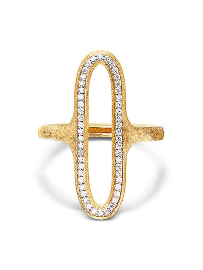 Anello "LIBERA" con elemento ovale in oro e diamanti (grande)