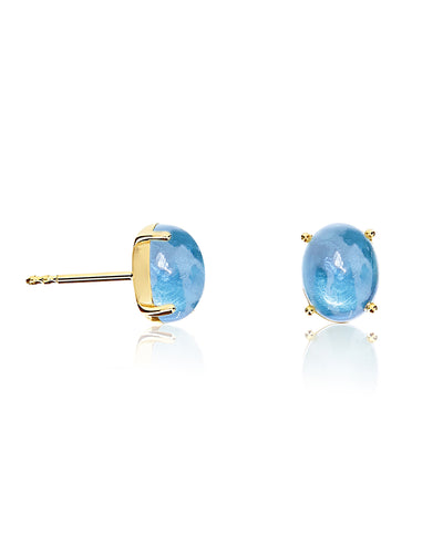 "azure" gold and london blue stud earrings (large)