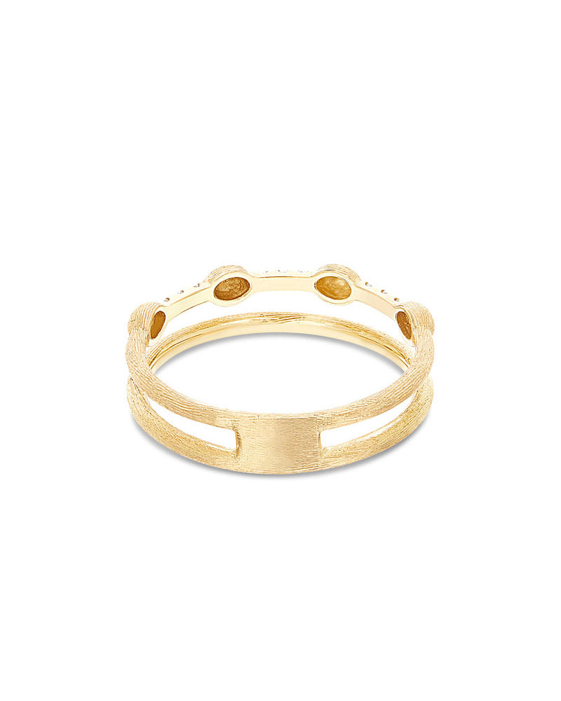 "dancing Élite" gold boules and diamonds bars double-band ring