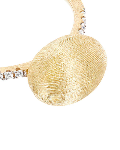 Anello "DANCING ÉLITE" con boule in oro incisa a mano e pavé di diamanti (medio)