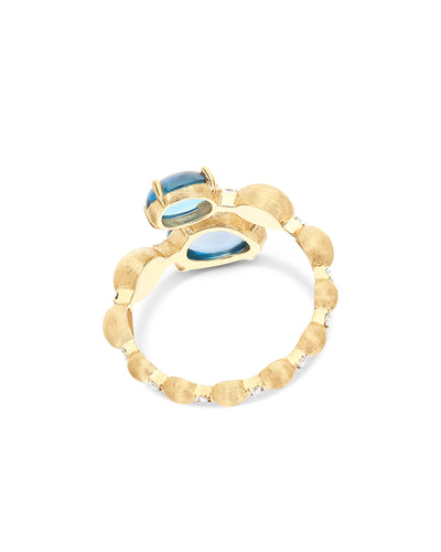 "azure" gold, diamonds and london blue topaz open ring (large)