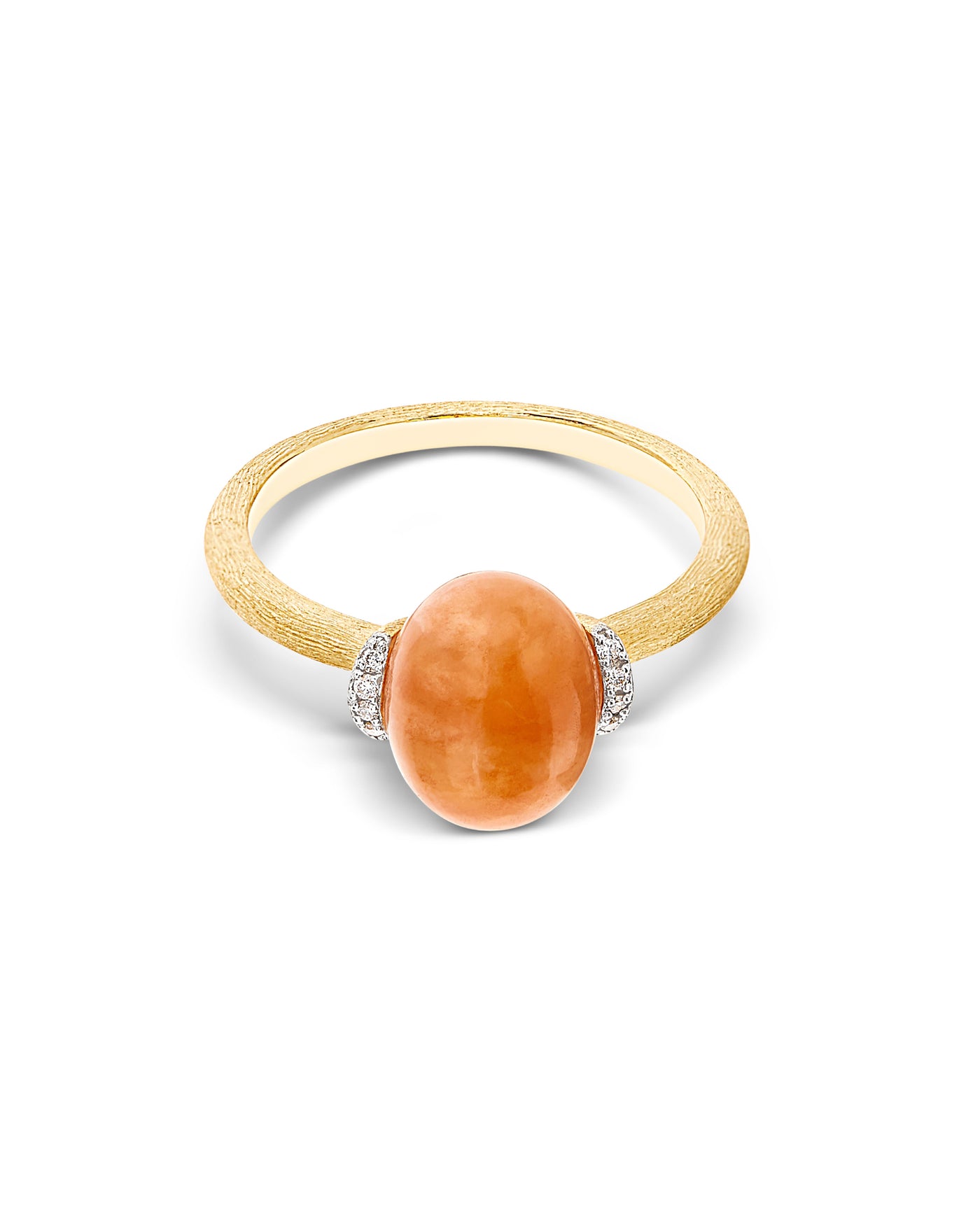 Anello "PETRA" in oro, diamanti e avventurina arancione (piccolo)