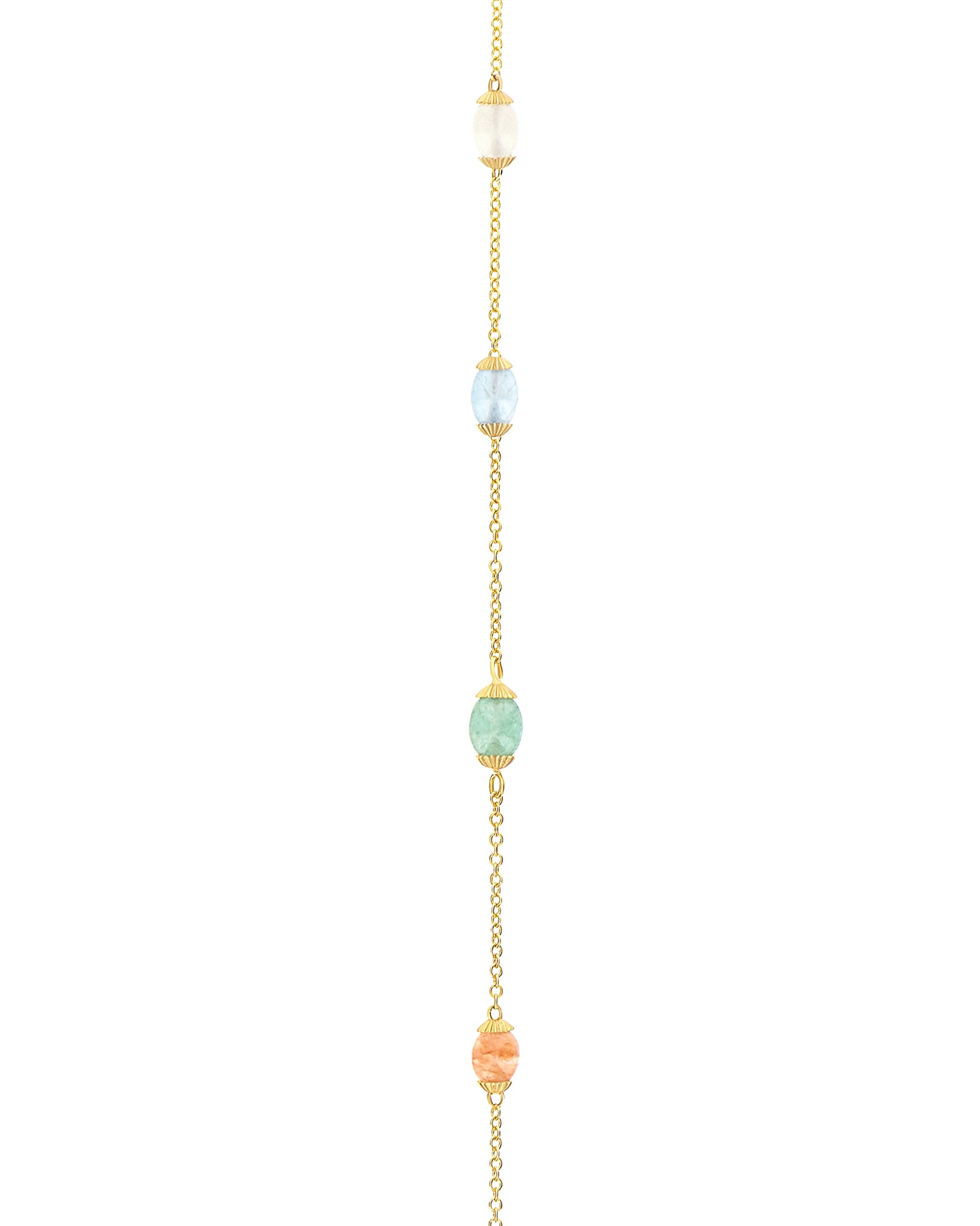 "Rainbow" gold and natural stones convertible necklace (large)