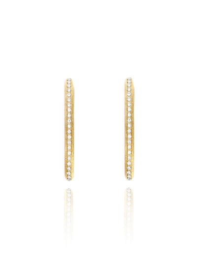 "Libera icon" small gold oval hoop earrings with diamonds