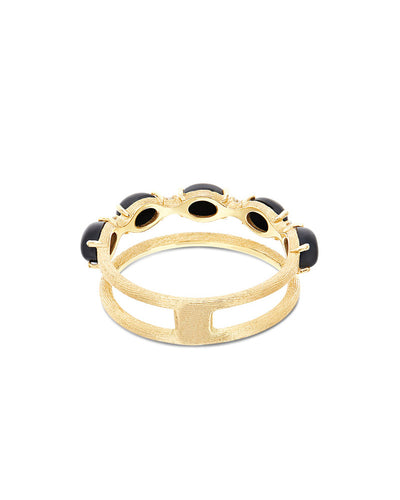 "mystery black" gold, diamonds and black onyx double-band ring