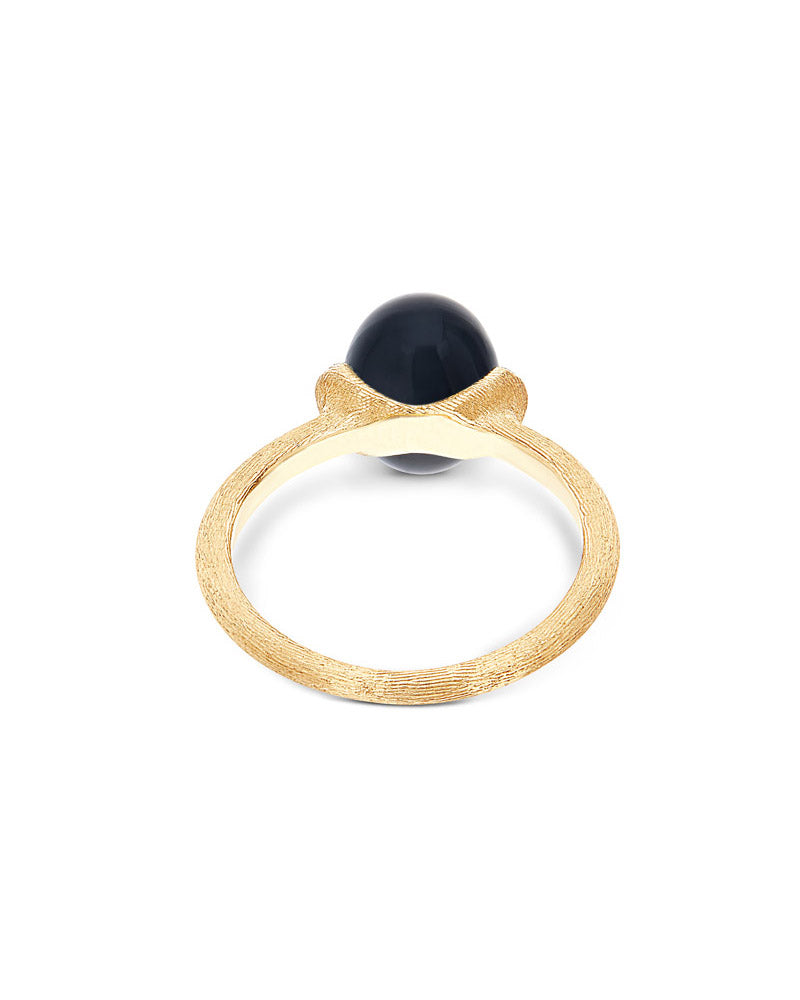 "mystery black" gold and diamonds ring with black onyx boule (medium)
