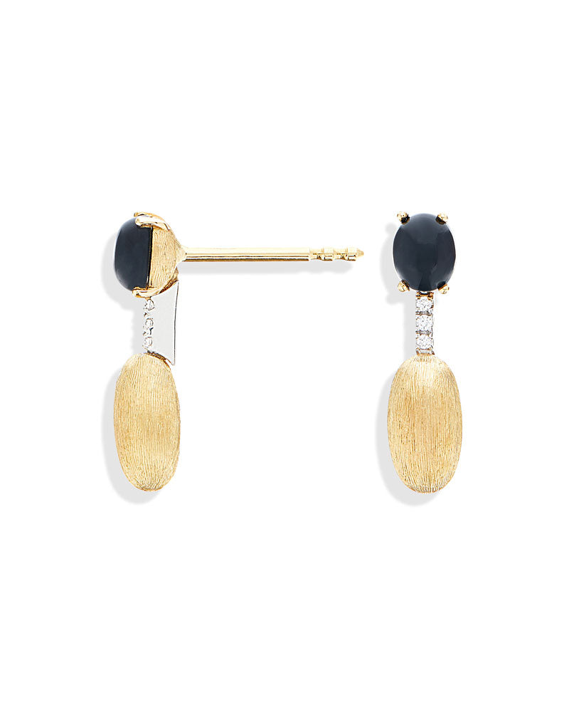 "mystery black" gold, black onyx and diamonds earrings (short)