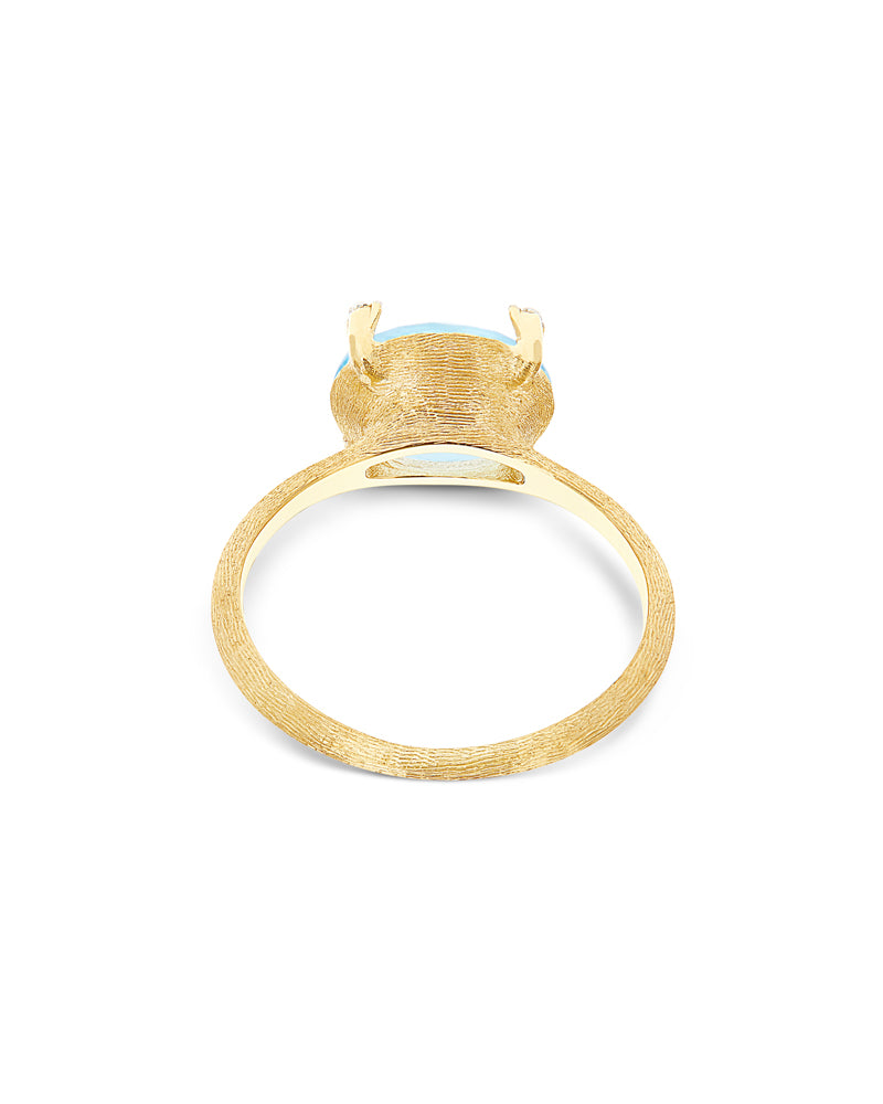 Anello "IPANEMA" in oro, topazio blu e dettagli di diamanti