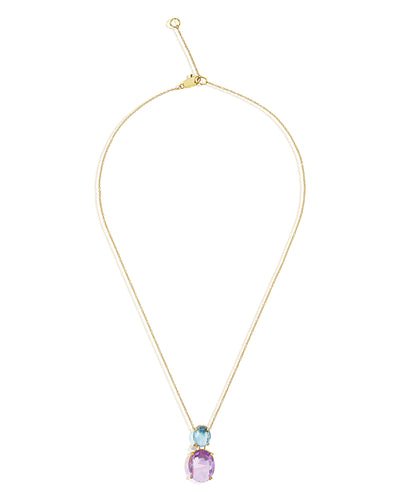 Collana "IPANEMA" in oro, ametista, topazio blu e dettaglio di diamante