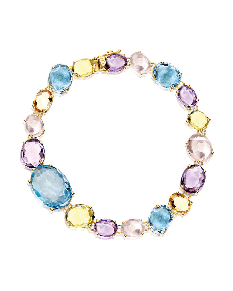 "ipanema" gold, blue topaz, amethyst and quartz bracelet