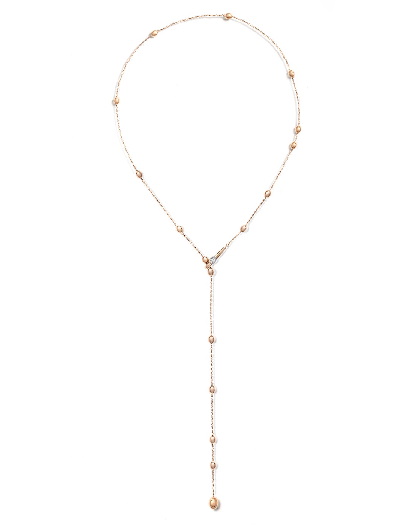 Halskette in Y-Form "SOFFIO" aus Roségold und Diamanten