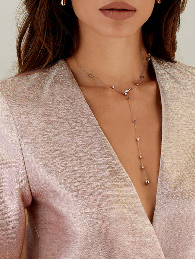 Halskette in Y-Form "SOFFIO" aus Roségold und Diamanten