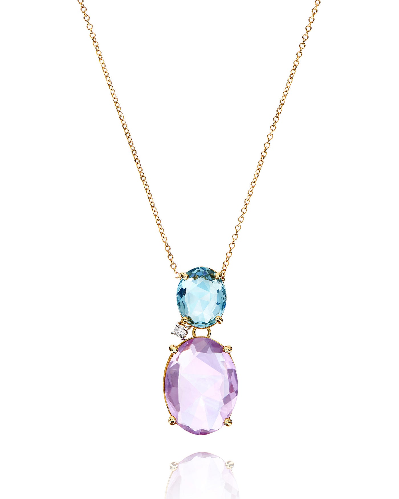 "ipanema " gold, amethyst, blue topaz and diamonds pendant