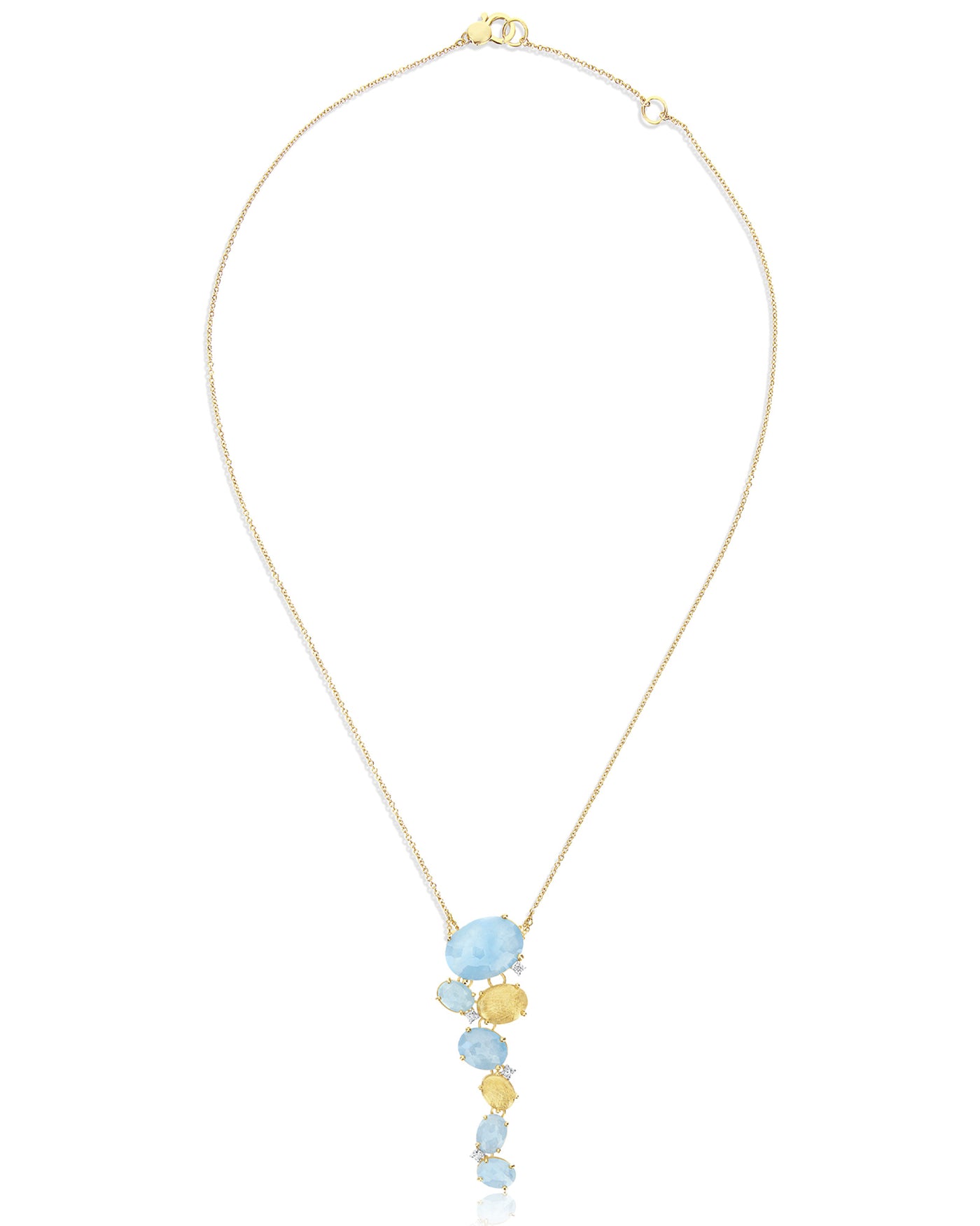 "ipanema" gold, aquamarine and diamonds necklace
