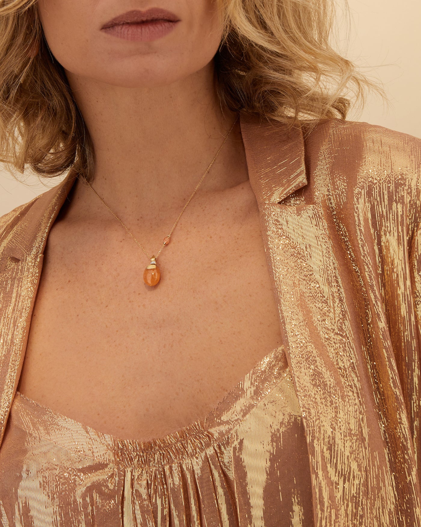 "Petra" gold and orange aventurine necklace (small)