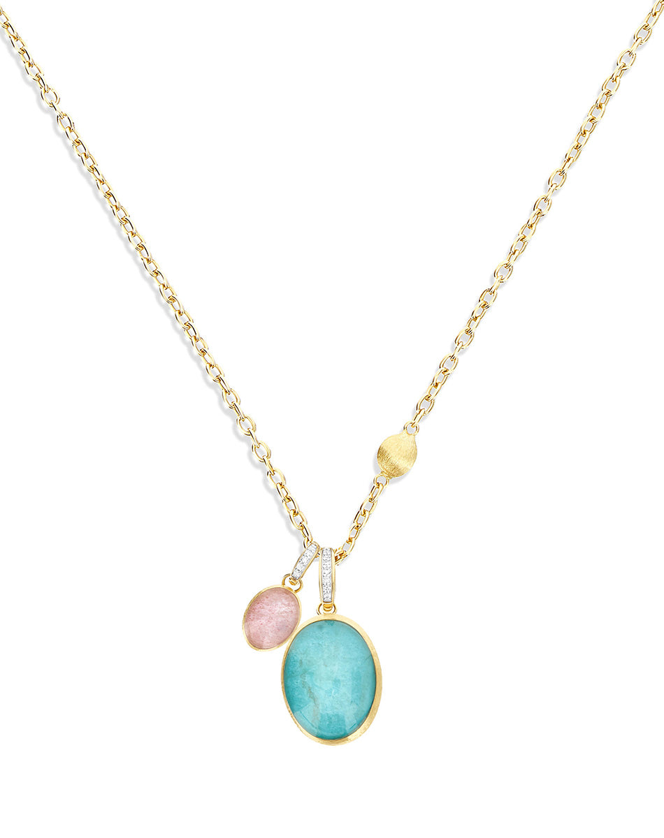 Nanis collana a catena con charms pendenti "boules" in oro inciso, diamanti – Nanis Italian Jewels