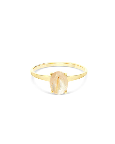 Ring „Ipanema Duna“ aus poliertem Gold, mit Dublette aus Rutilquarz und Perlmutt (klein)