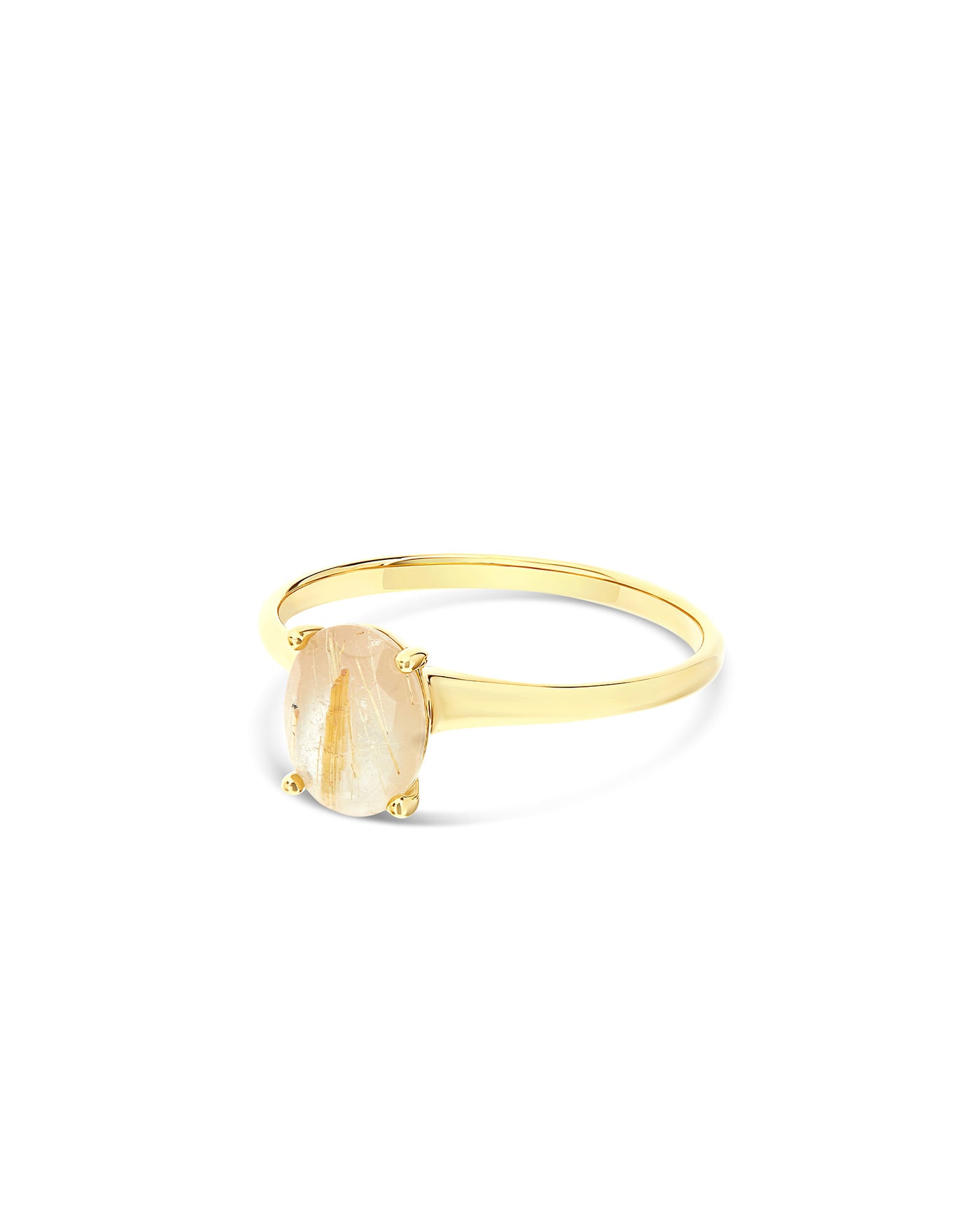 Ring „Ipanema Duna“ aus poliertem Gold, mit Dublette aus Rutilquarz und Perlmutt (klein)