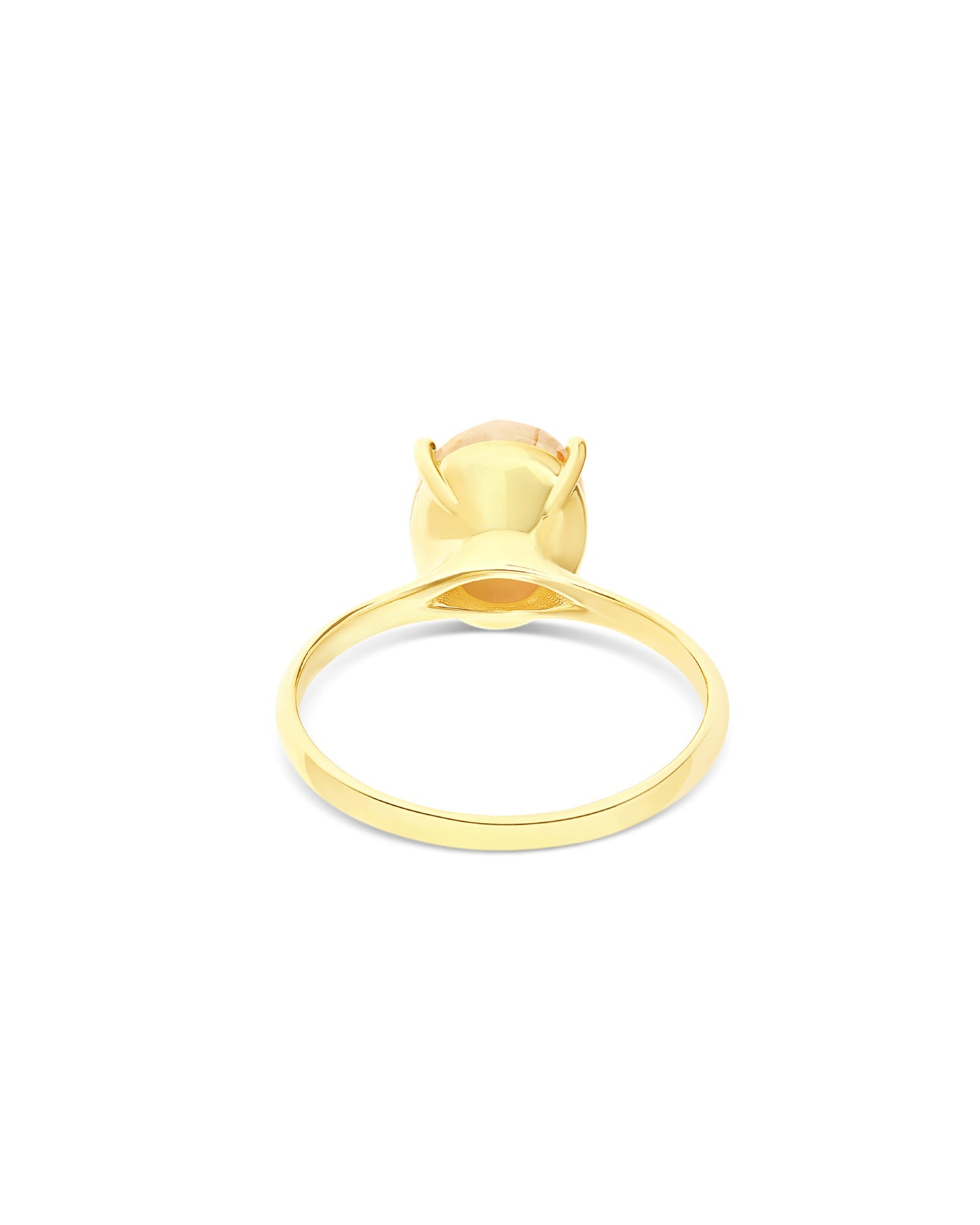 "Ipanema Duna" ring in polished gold, with doublet in rutilated quartz and mother-of-pearl (medium)
