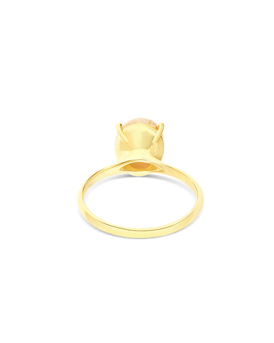 "Ipanema Duna" ring in polished gold, with doublet in rutilated quartz and mother-of-pearl (medium)