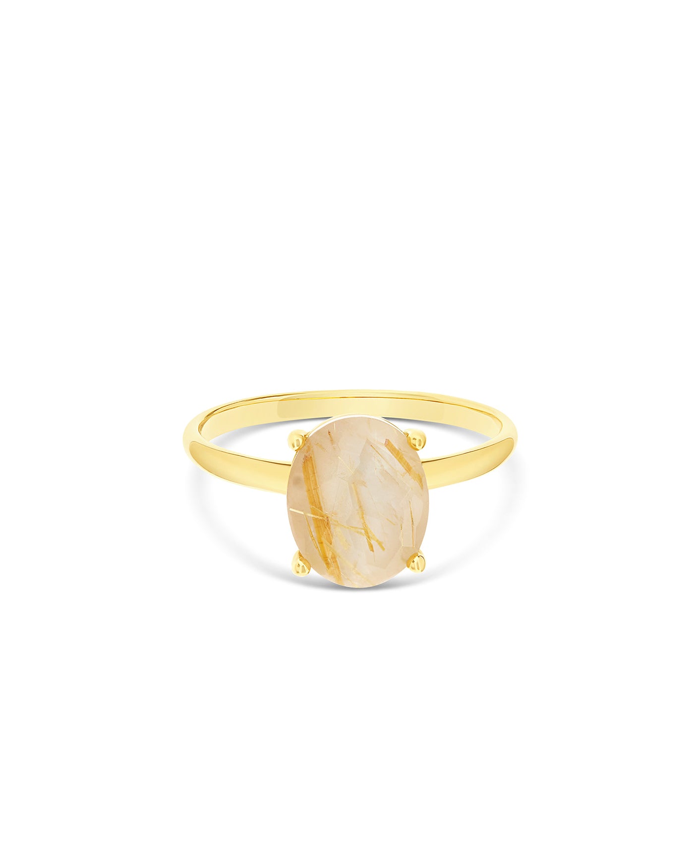 "Ipanema Duna" ring in polished gold, with doublet in rutilated quartz and mother-of-pearl (medium)
