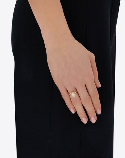 "Ipanema Duna" ring in polished gold, with doublet in rutilated quartz and mother-of-pearl (medium)
