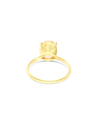 "Ipanema Sol" ring in polished gold, with triplet of rutilated quartz, mother-of-pearl and pink jade (medium)