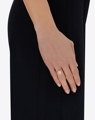 "Ipanema Sol" ring in polished gold, with triplet of rutilated quartz, mother-of-pearl and pink jade (medium)
