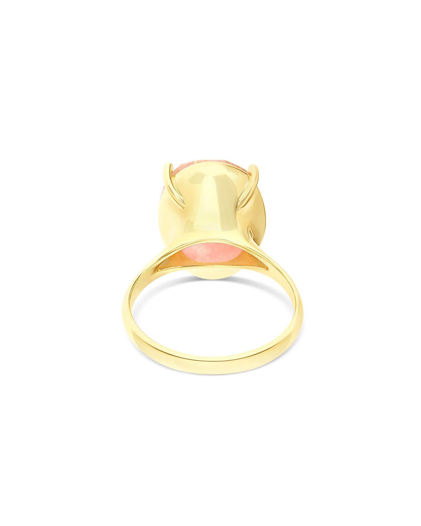 Ring „Ipanema Sol“ aus poliertem Gold, mit Triplette aus Rutilquarz, Perlmutt und rosa Jade (groß)