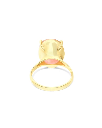 Ring „Ipanema Sol“ aus poliertem Gold, mit Triplette aus Rutilquarz, Perlmutt und rosa Jade (groß)