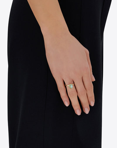 Ring „Ipanema Maré“ aus poliertem Gold, mit Dublette aus Rutilquarz, Perlmutt und Amazonit (mittel)