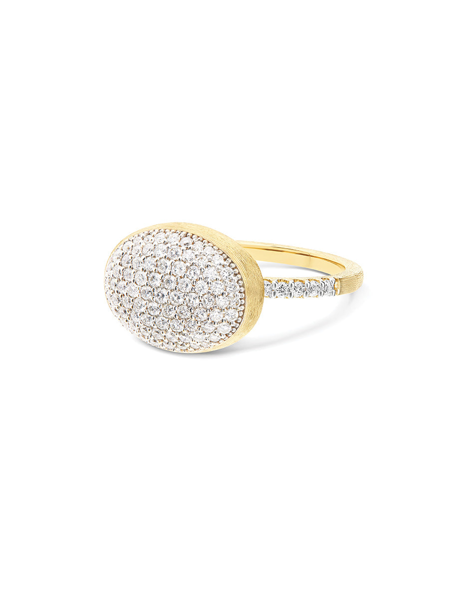 Nanis Anello "Boules" in oro inciso e pavè di diamanti (medio) – Nanis Italian Jewels