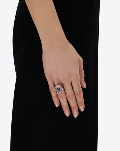 "reverse" gold, sapphire, tsavorite, amethyst, green labradorite and rock crystal double face ring (large) 