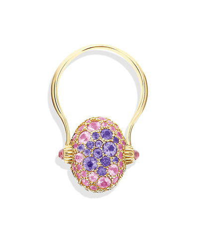 "reverse" gold, sapphire, tsavorite, amethyst, green labradorite and rock crystal double-face ring (medium) 