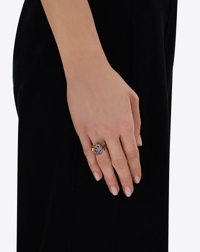 "reverse" gold, sapphire, tsavorite, amethyst, green labradorite and rock crystal double-face ring (medium) 