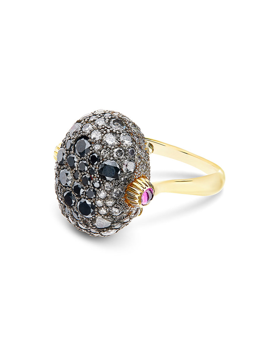 "reverse" gold, diamonds, rubies and rock crystal double-face ring (large) 