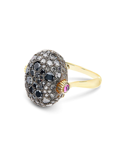 "reverse" gold, diamonds, rubies and rock crystal double-face ring (large) 