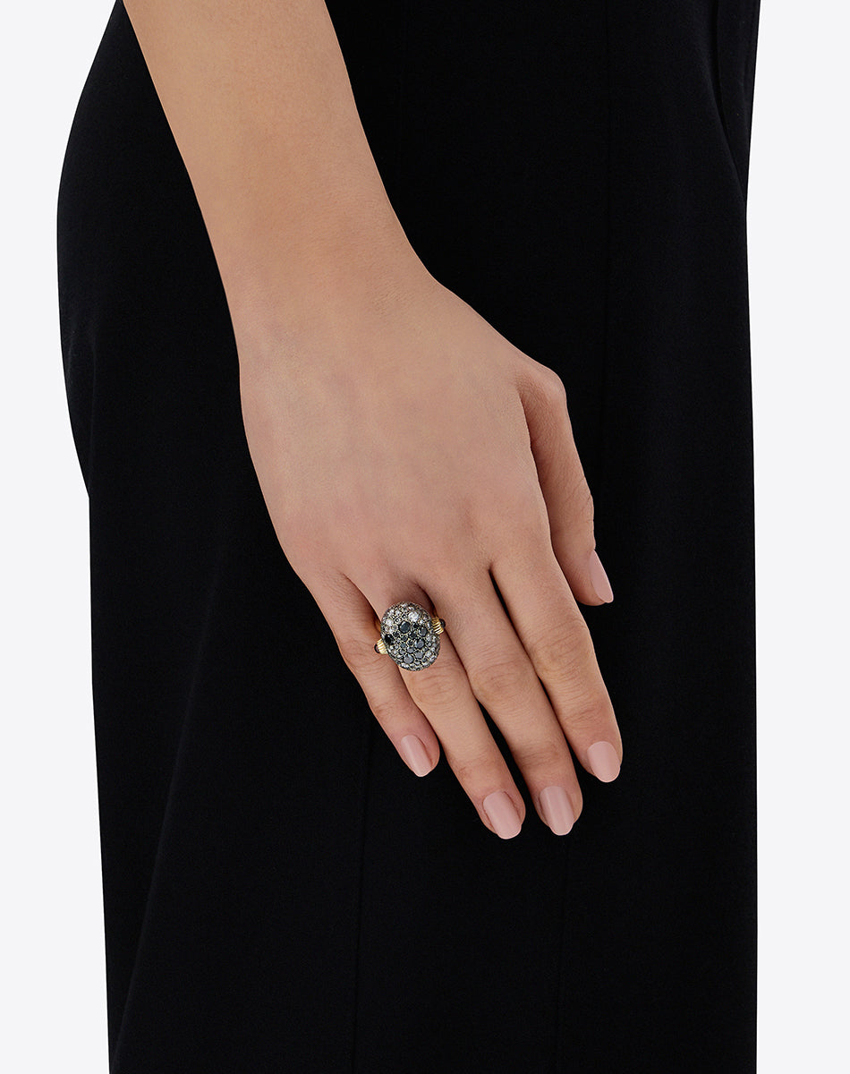 "reverse" gold, diamonds, rubies and rock crystal double-face ring (large) 