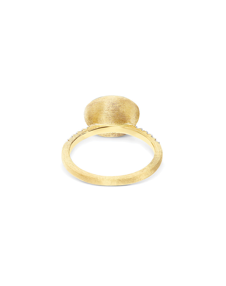 Anello "Boules" Dolcevita in oro inciso, diamanti, madreperla e cristallo di rocca (piccolo)