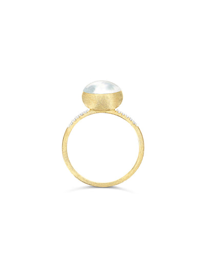 Anello "Boules" Dolcevita in oro inciso, diamanti, madreperla e cristallo di rocca (piccolo)