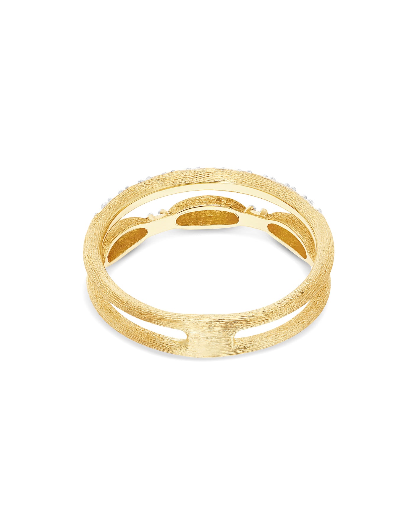 Anello "Élite" a doppia fascia con boules irregolari in oro e diamanti